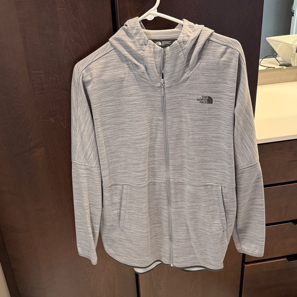 The North Face Gray Zip Up Sweater High Collar